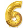 Цифра "6" 40"(102см) фольга ЗОЛОТО 