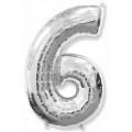 Цифра "6" 40"(102см) фольга СЕРЕБРО