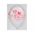 Сердечки - Колокольчики  КРАСНЫЕ 12"(30см) КРИСТАЛЛ прозрачный ( стекло ) круговая печать